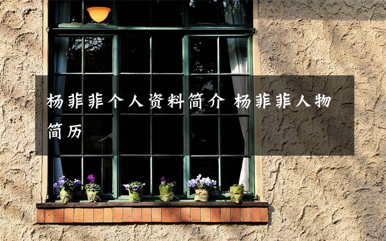 杨菲菲个人资料简介 杨菲菲人物简历文章配图