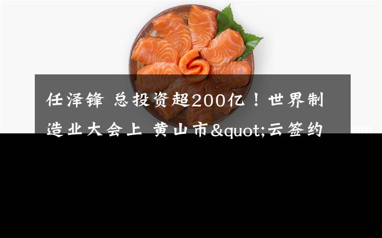 任泽锋 总投资超200亿！世界制造业大会上 黄山市"云签约"27个项目！