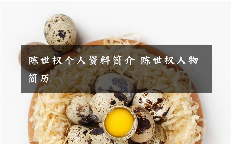 陈世权个人资料简介 陈世权人物简历文章配图