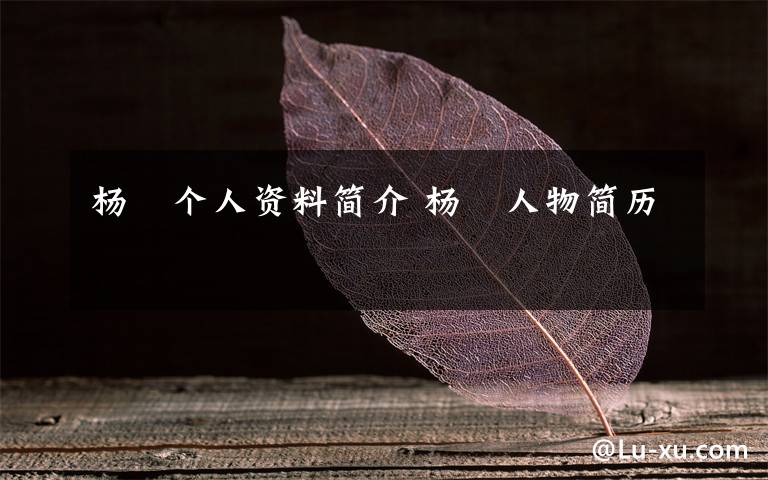 杨甦个人资料简介 杨甦人物简历文章配图