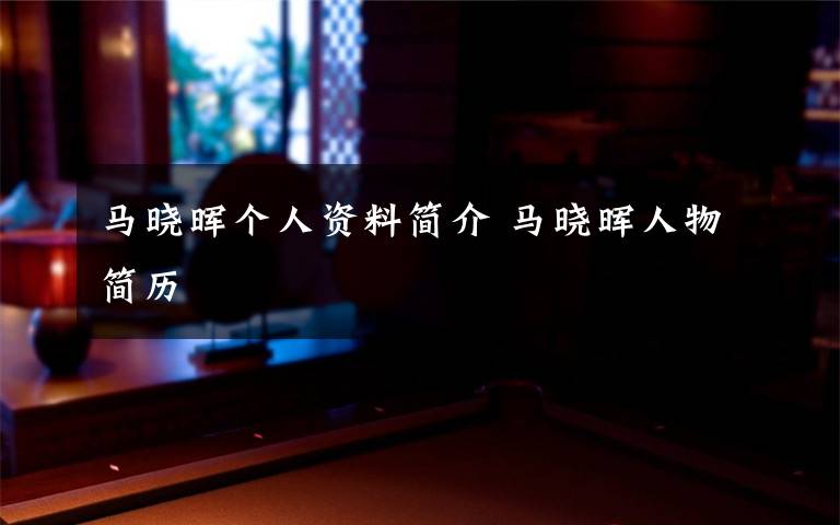 马晓晖个人资料简介 马晓晖人物简历文章配图