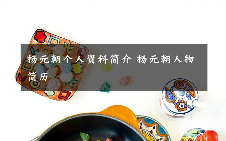 杨元朝个人资料简介 杨元朝人物简历文章配图