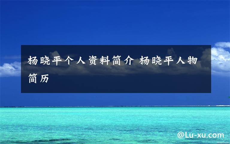 杨晓平个人资料简介 杨晓平人物简历文章配图