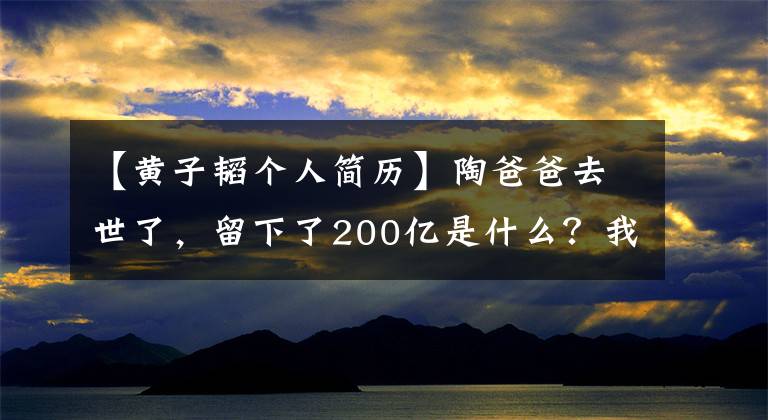 【黄子韬个人简历】陶爸爸去世了，留下了200亿是什么？我看到了一种父爱，厚如山。