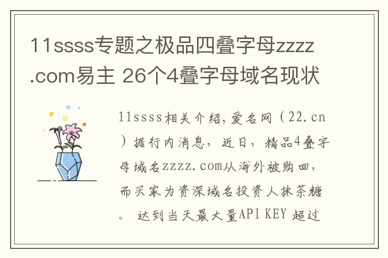 11ssss专题之极品四叠字母zzzz.com易主 26个4叠字母域名现状如何