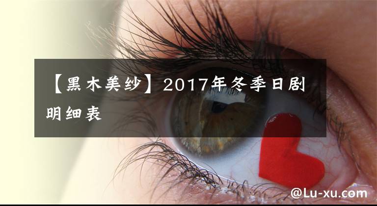 【黑木美纱】2017年冬季日剧明细表