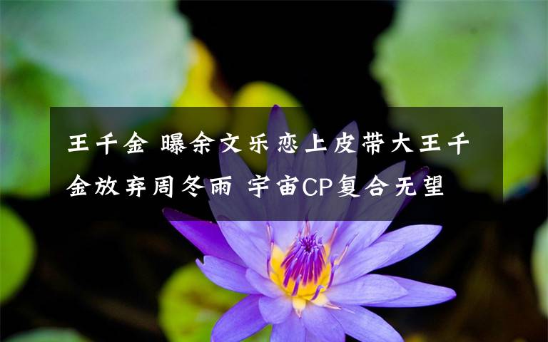 王千金 曝余文乐恋上皮带大王千金放弃周冬雨 宇宙CP复合无望