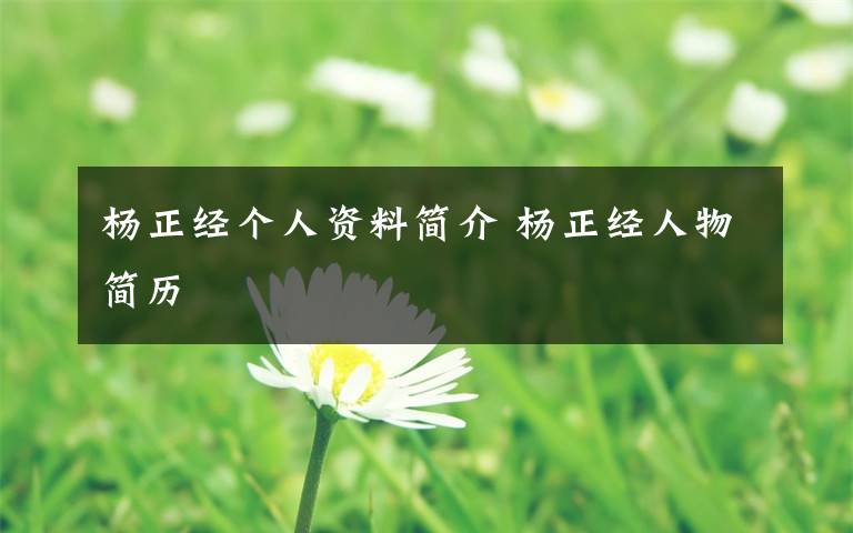 杨正经个人资料简介 杨正经人物简历文章配图