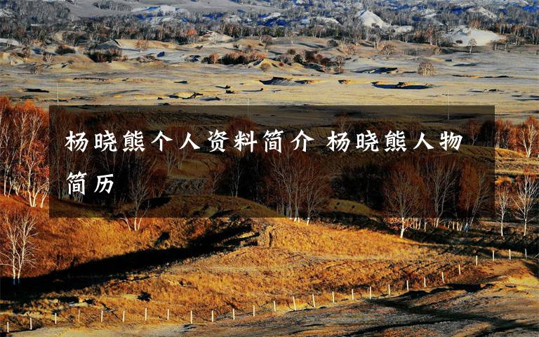 杨晓熊个人资料简介 杨晓熊人物简历文章配图