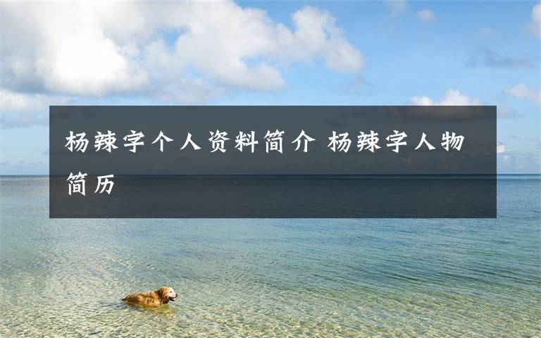 杨辣字个人资料简介 杨辣字人物简历文章配图