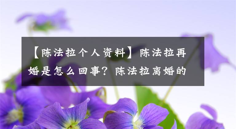 【陈法拉个人资料】陈法拉再婚是怎么回事？陈法拉离婚的丈夫是谁？