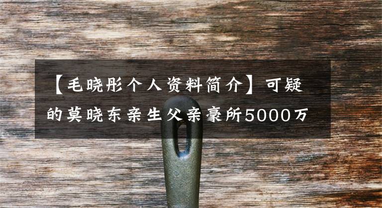 【毛晓彤个人资料简介】可疑的莫晓东亲生父亲豪所5000万赡养费、孙丽、蔬菜粉都可以给她建议。