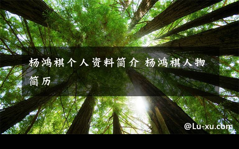 杨鸿祺个人资料简介 杨鸿祺人物简历文章配图