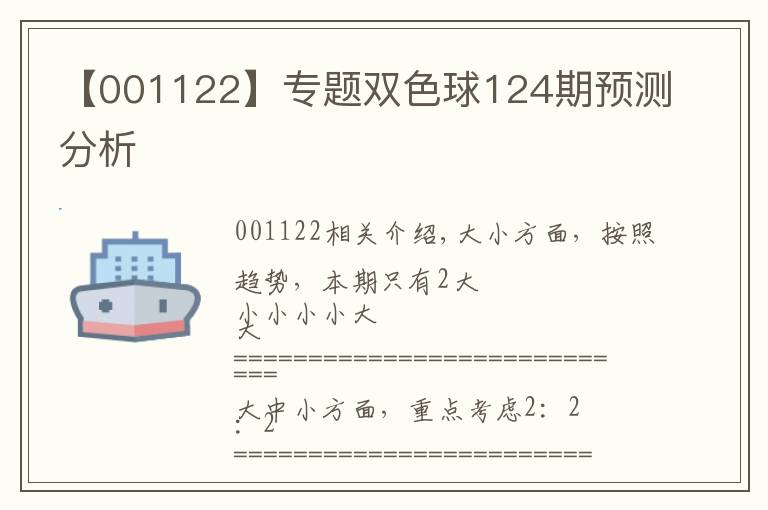 【001122】专题双色球124期预测分析