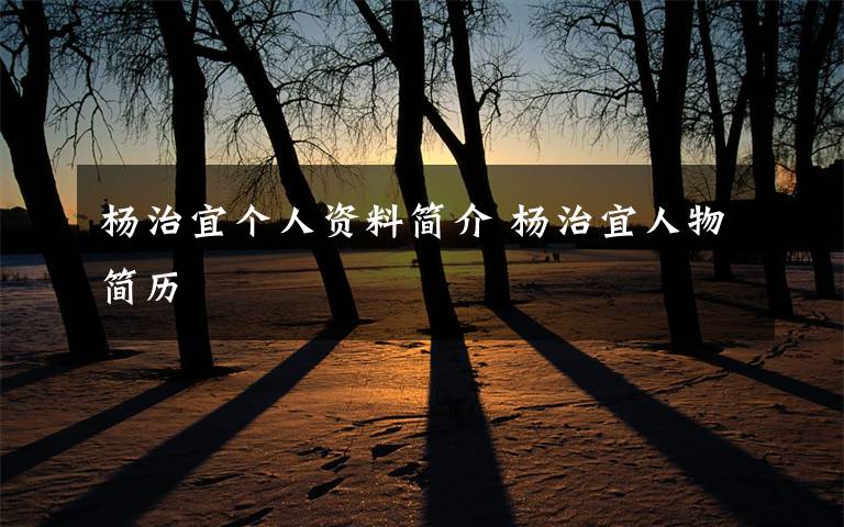 杨治宜个人资料简介 杨治宜人物简历文章配图