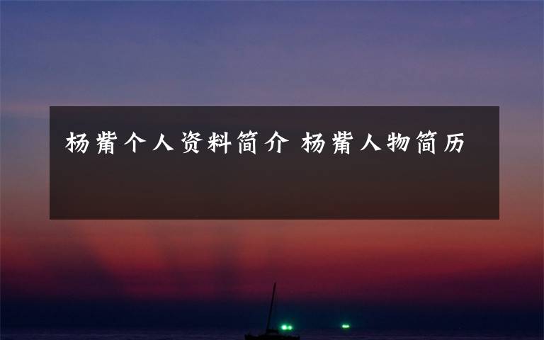 杨觜个人资料简介 杨觜人物简历文章配图