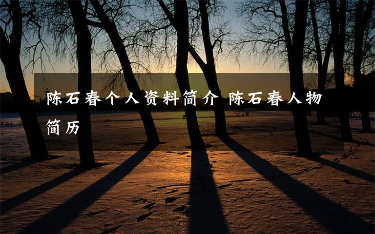 陈石春个人资料简介 陈石春人物简历文章配图