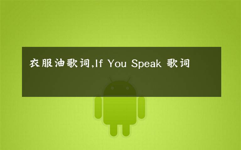 衣服油歌词,If You Speak 歌词