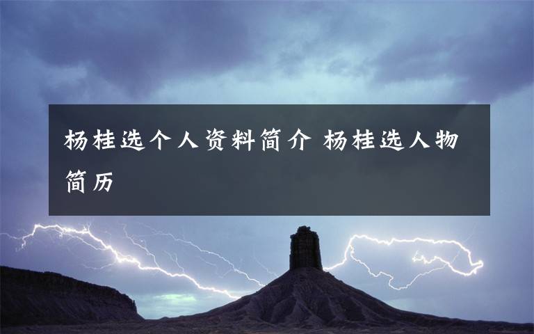 杨桂选个人资料简介 杨桂选人物简历文章配图