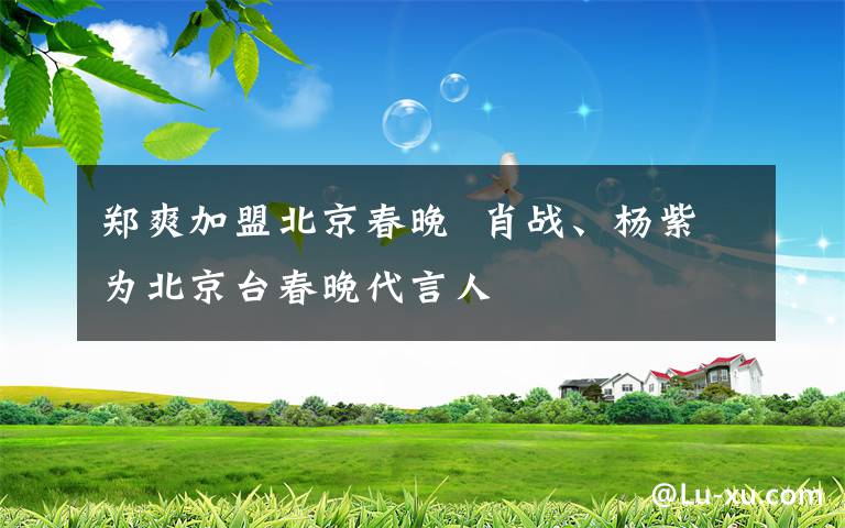 郑爽加盟北京春晚  肖战、杨紫为北京台春晚代言人