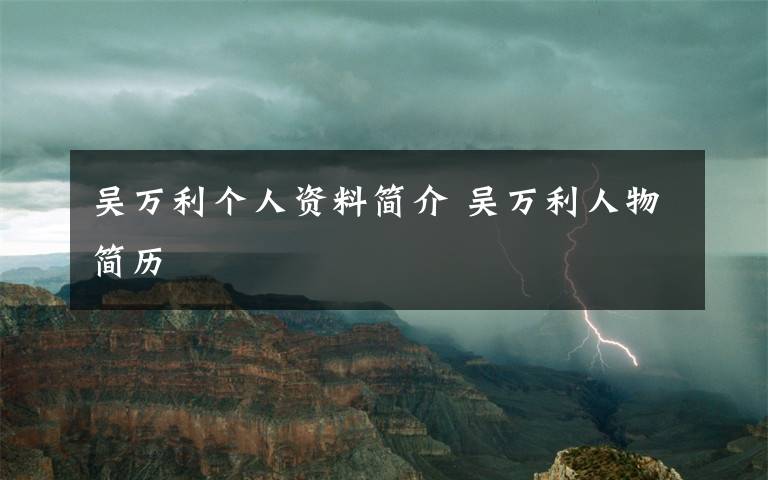吴万利个人资料简介 吴万利人物简历
