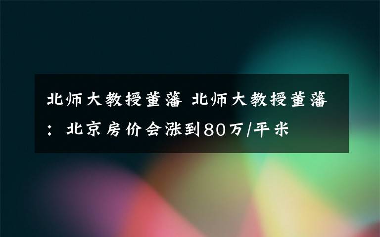 北师大教授董藩 北师大教授董藩：北京房价会涨到80万/平米