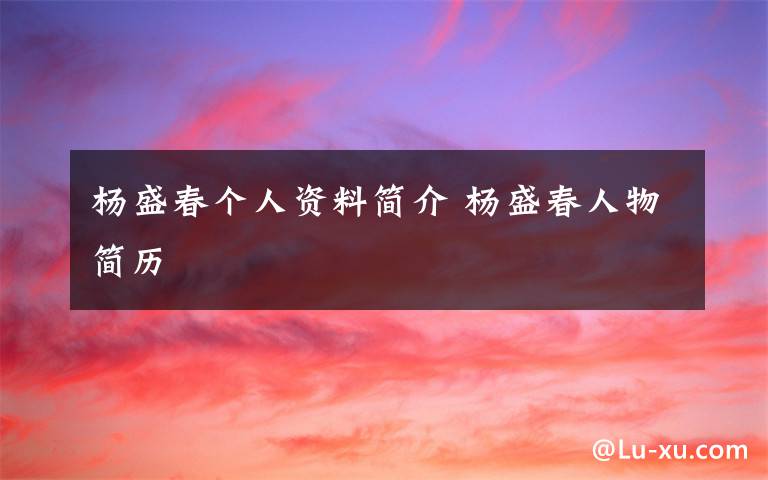 杨盛春个人资料简介 杨盛春人物简历文章配图