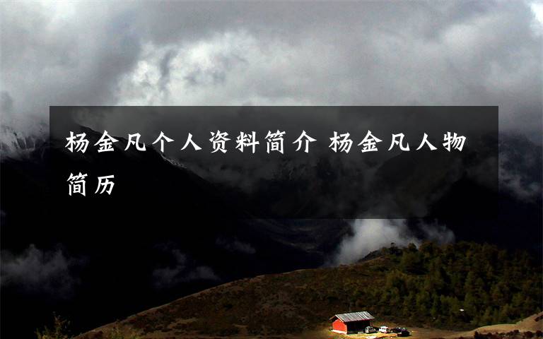 杨金凡个人资料简介 杨金凡人物简历文章配图