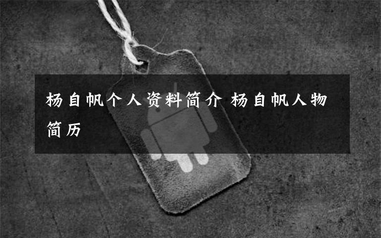 杨自帆个人资料简介 杨自帆人物简历文章配图