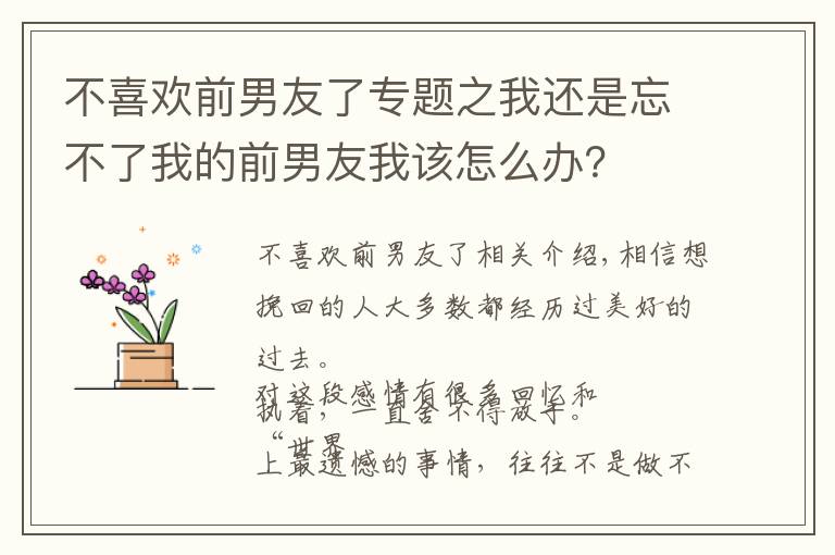 不喜欢前男友了专题之我还是忘不了我的前男友我该怎么办？