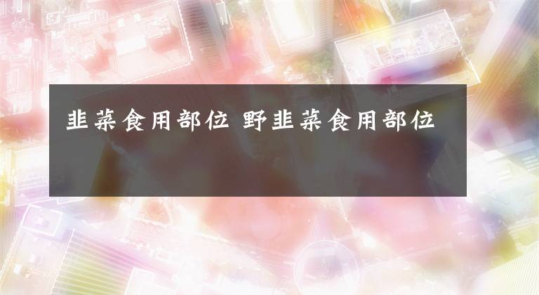 韭菜食用部位 野韭菜食用部位文章配图