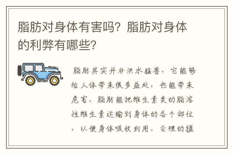 脂肪对身体有害吗？脂肪对身体的利弊有哪些？