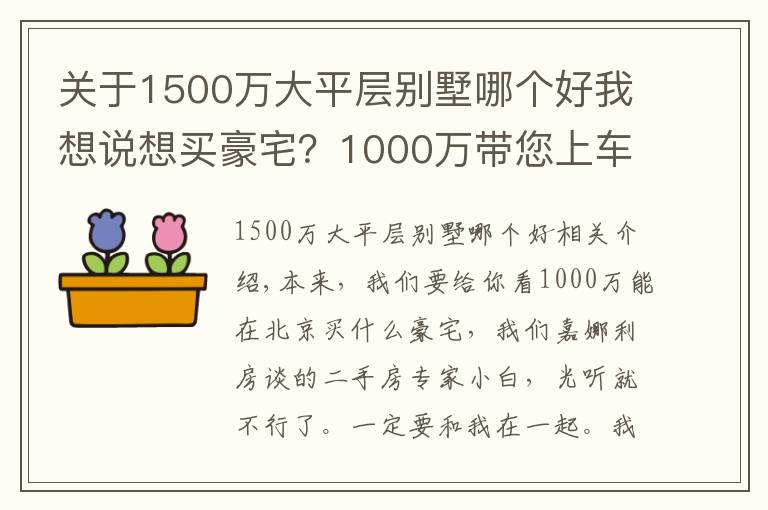 关于1500万大平层别墅哪个好我想说想买豪宅？1000万带您上车256平联排别墅