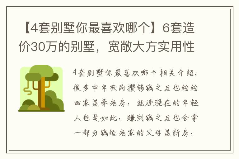 【4套别墅你最喜欢哪个】6套造价30万的别墅，宽敞大方实用性强，建房还是性价比高的好