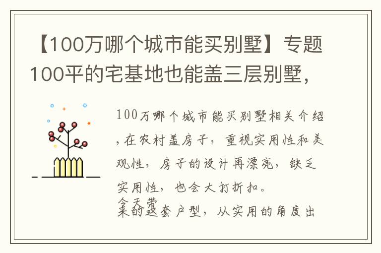 【100万哪个城市能买别墅】专题100平的宅基地也能盖三层别墅，选这套户型，30万的造价就够了