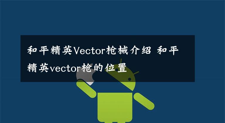 和平精英Vector枪械介绍 和平精英vector枪的位置