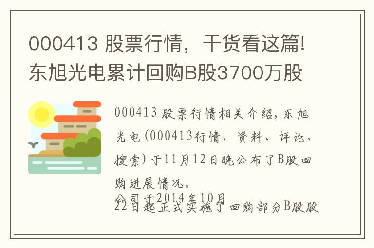 000413 股票行情，干货看这篇!东旭光电累计回购B股3700万股 耗资2.5亿