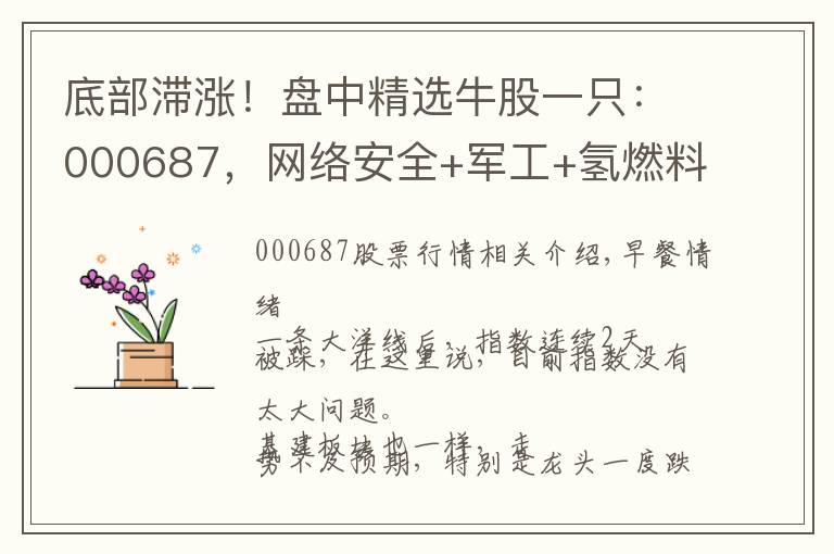 底部滞涨！盘中精选牛股一只：000687，网络安全+军工+氢燃料电池