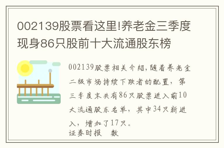 002139股票看这里!养老金三季度现身86只股前十大流通股东榜