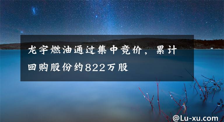 龙宇燃油通过集中竞价，累计回购股份约822万股