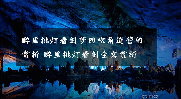 醉里挑灯看剑梦回吹角连营的赏析 醉里挑灯看剑全文赏析文章配图