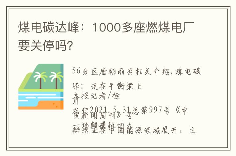 煤电碳达峰：1000多座燃煤电厂要关停吗？文章配图
