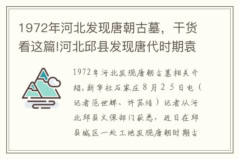 1972年河北发现唐朝古墓，干货看这篇!河北邱县发现唐代时期袁绍后人墓 距今1300多年