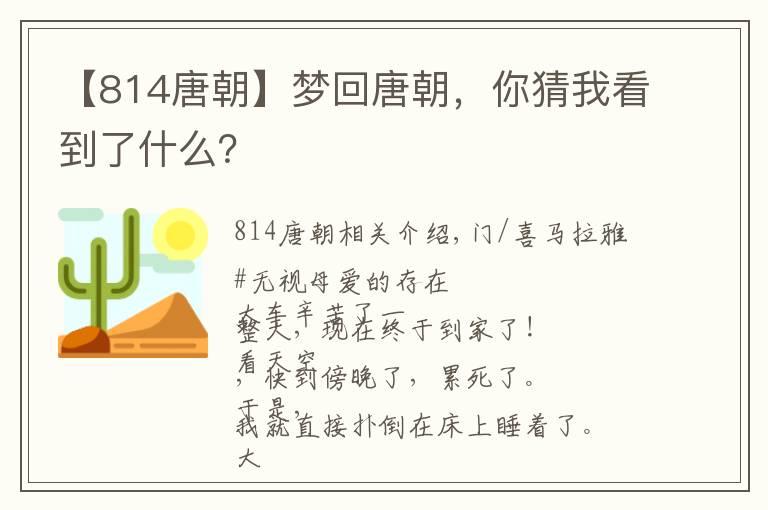 【814唐朝】梦回唐朝，你猜我看到了什么？