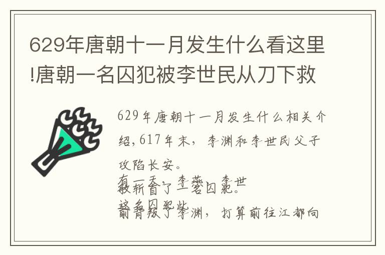 629年唐朝十一月发生什么看这里!唐朝一名囚犯被李世民从刀下救出 为他灭了四个国家