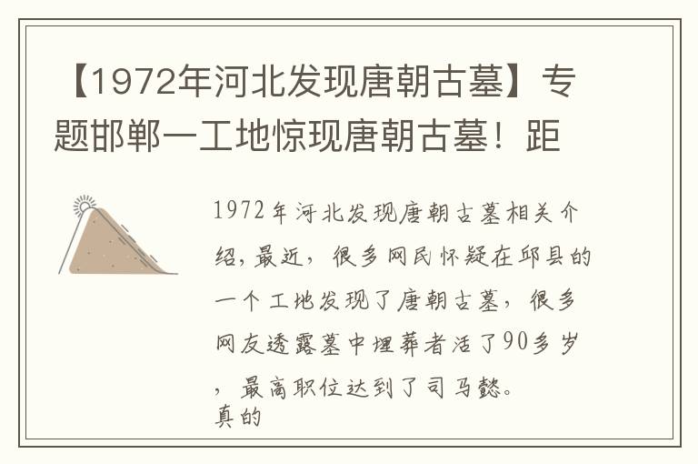 【1972年河北发现唐朝古墓】专题邯郸一工地惊现唐朝古墓！距今1300多年！出土的文物很奇特……