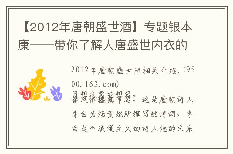 【2012年唐朝盛世酒】专题银本康——带你了解大唐盛世内衣的传奇色彩