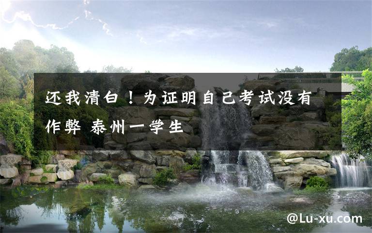 还我清白！为证明自己考试没有作弊 泰州一学生文章配图