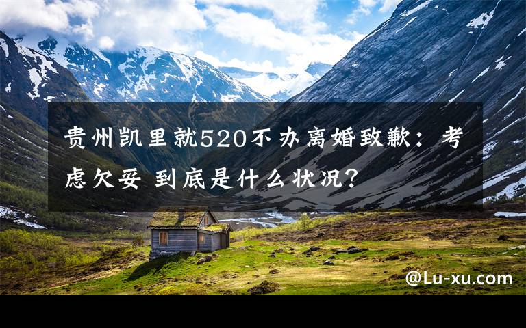 贵州凯里就520不办离婚致歉：考虑欠妥 到底是什么状况？