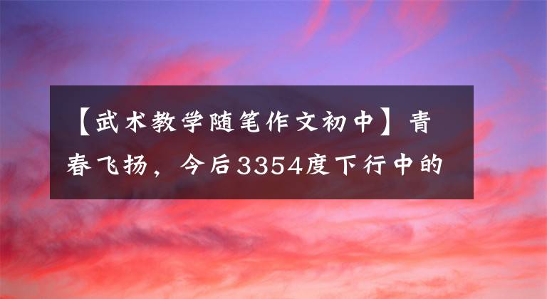 【武术教学随笔作文初中】青春飞扬，今后3354度下行中的传统武术社团。